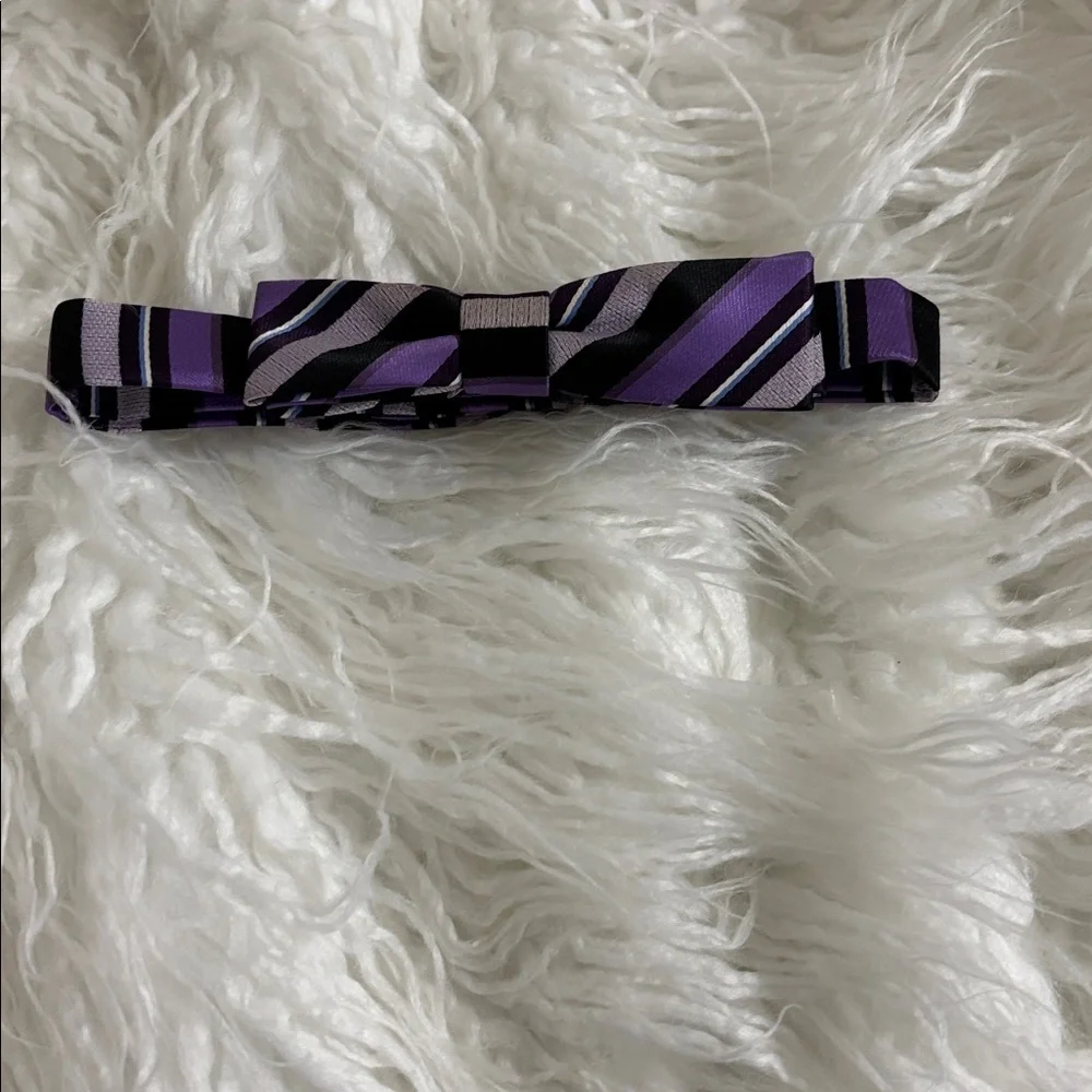 Purple Striped Bow Tie